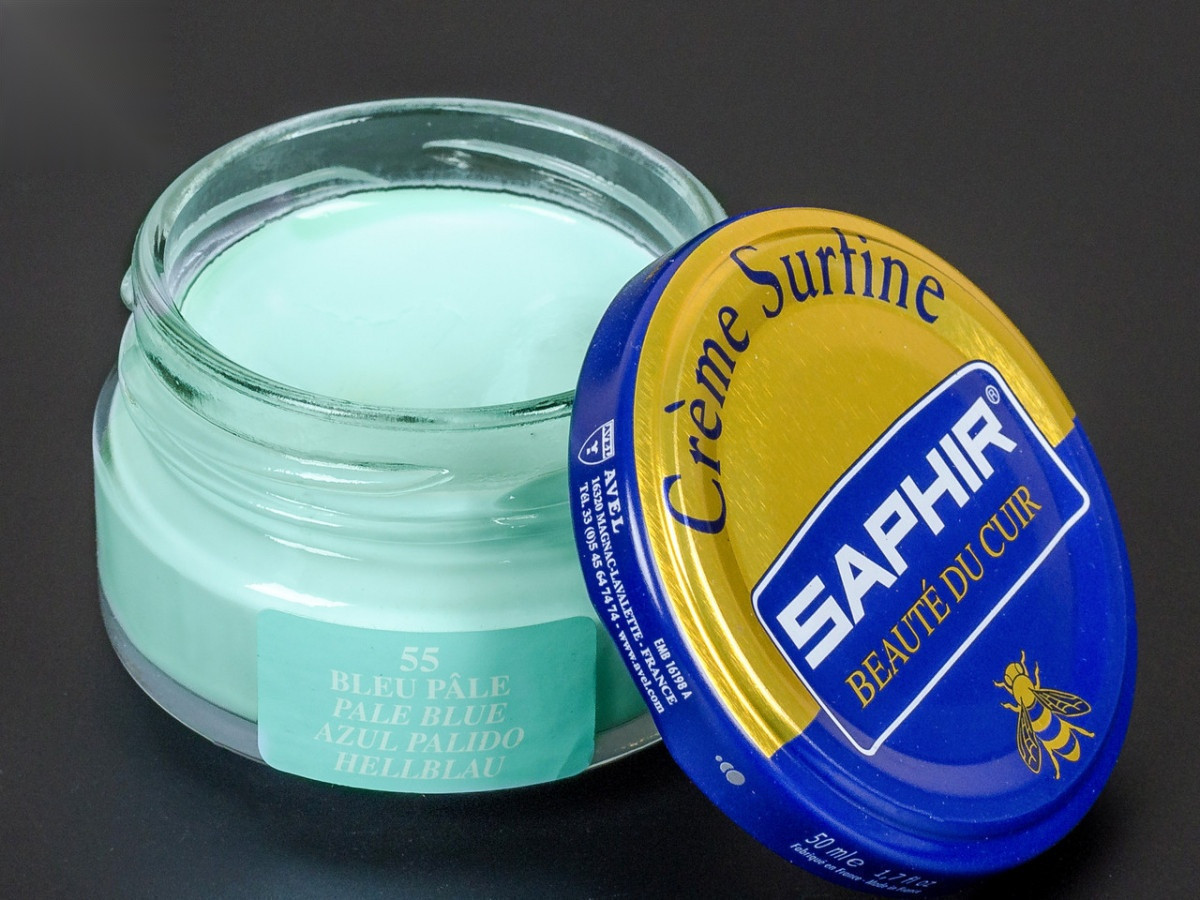 Зволожуючий крем для взуття Saphir Creme Surfine, кол. світло-блакитний (55), 50 мл
