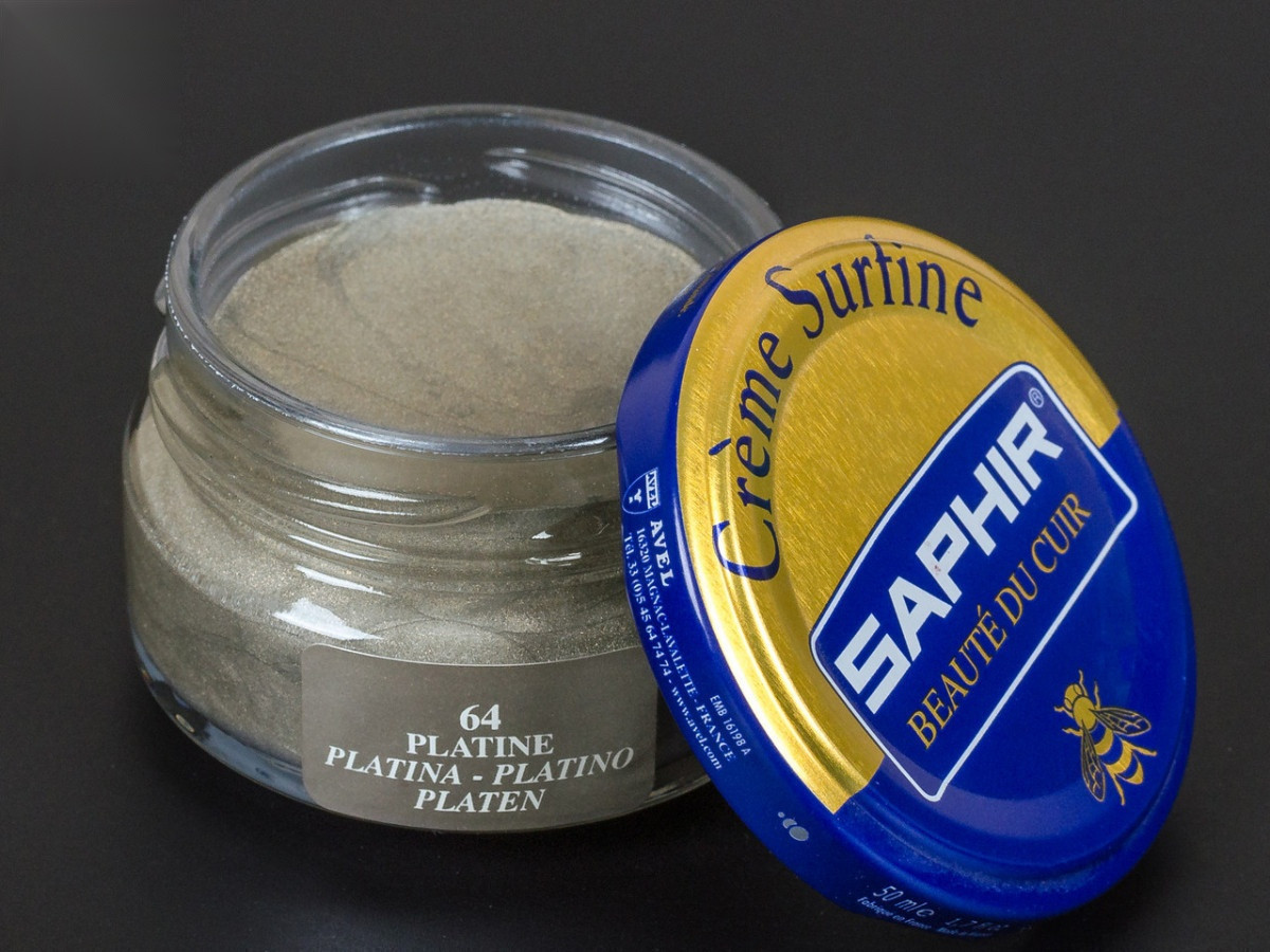 Зволожуючий крем для взуття Saphir Creme Surfine, кол. платина (64), 50 мл