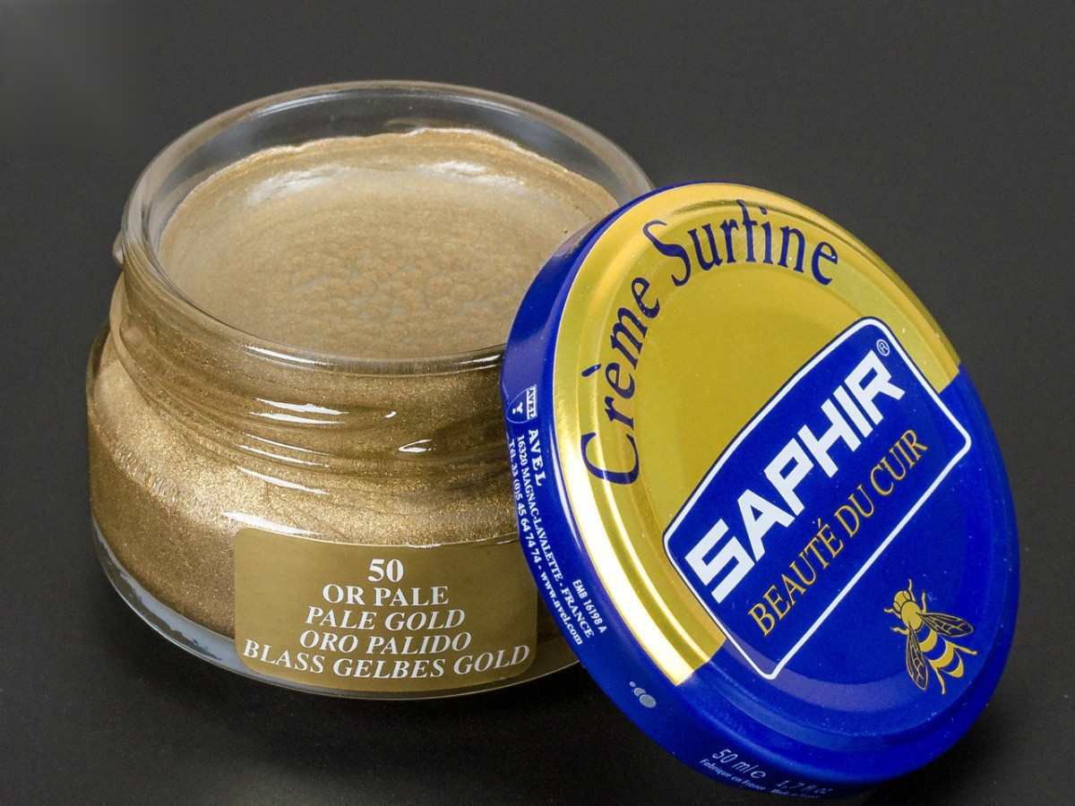 Зволожуючий крем для взуття Saphir Creme Surfine, кол. бліде золото (50), 50 мл