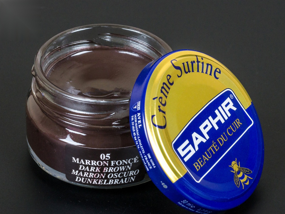 Зволожуючий крем для взуття Saphir Creme Surfine, кол. темно-коричневий (05), 50 мл