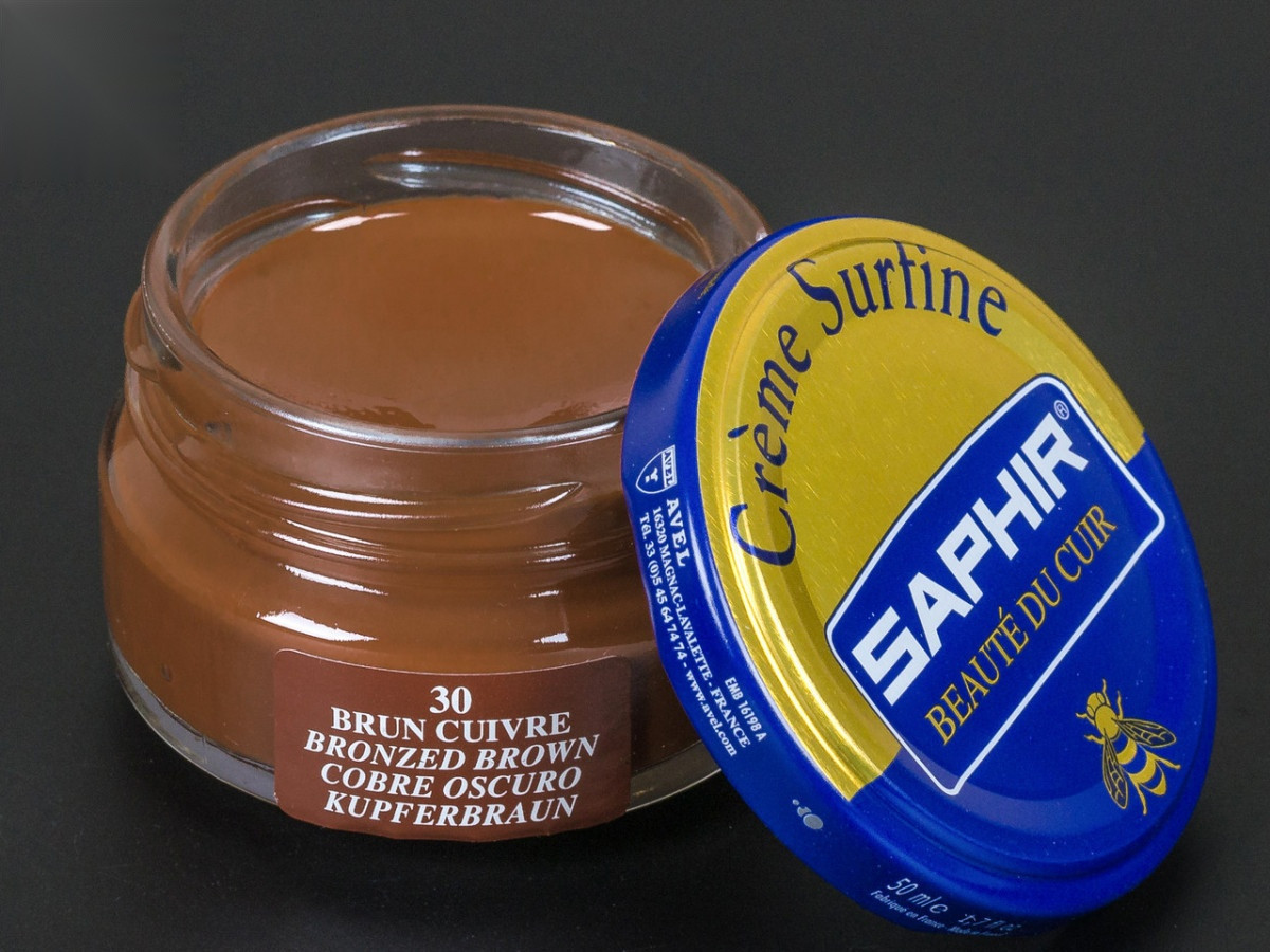 Зволожуючий крем для взуття Saphir Creme Surfine, кол. бронзово-коричневий (30), 50 мл