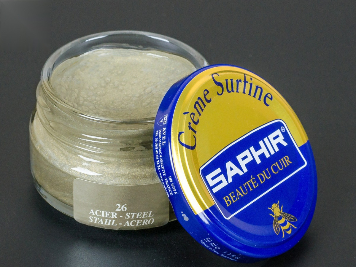 Зволожуючий крем для взуття Saphir Creme Surfine, кол. сталевий (26), 50 мл
