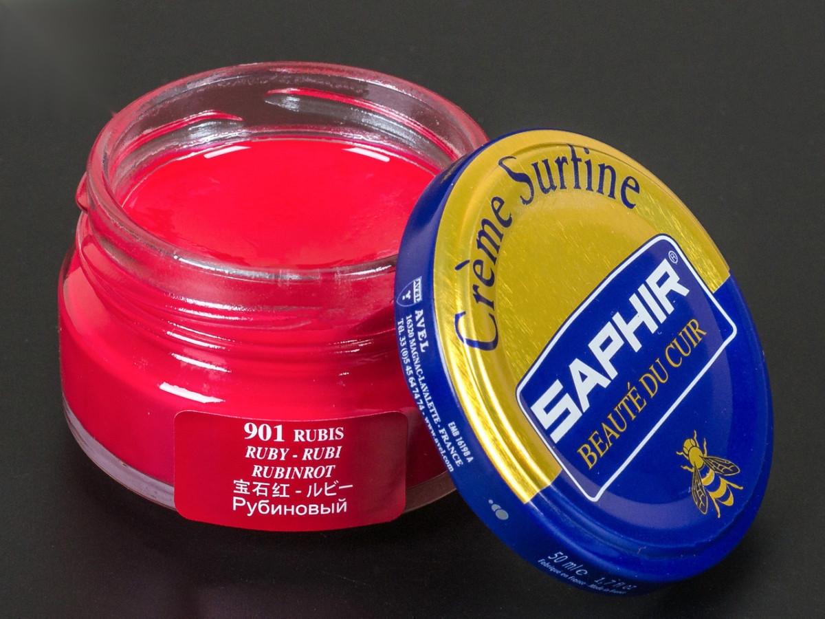 Зволожуючий крем для взуття Saphir Creme Surfine, кол. рубіновий (901), 50 мл