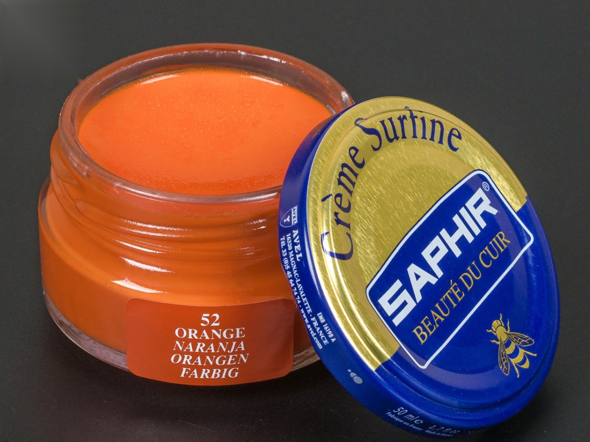 Зволожуючий крем для взуття Saphir Creme Surfine, кол. помаранчевий (52), 50 мл