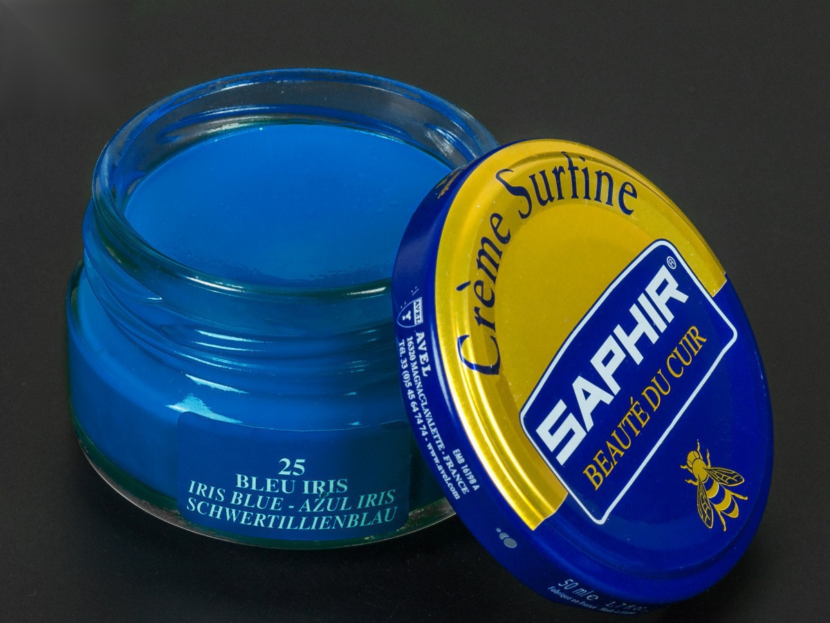Зволожуючий крем для взуття Saphir Creme Surfine, кол. блакитний ірис (25), 50 мл