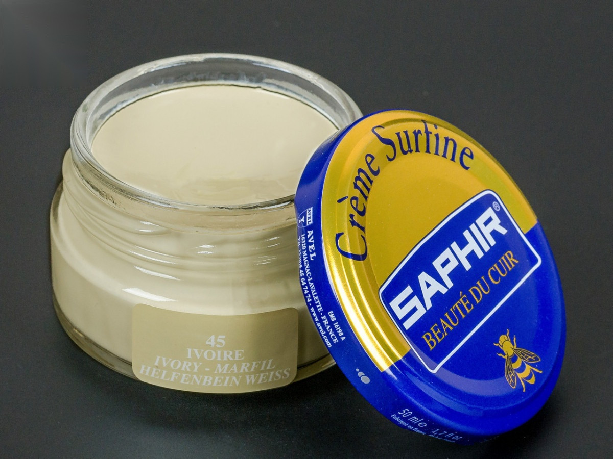 Зволожуючий крем для взуття Saphir Creme Surfine, кол. слонова кістка (45), 50 мл