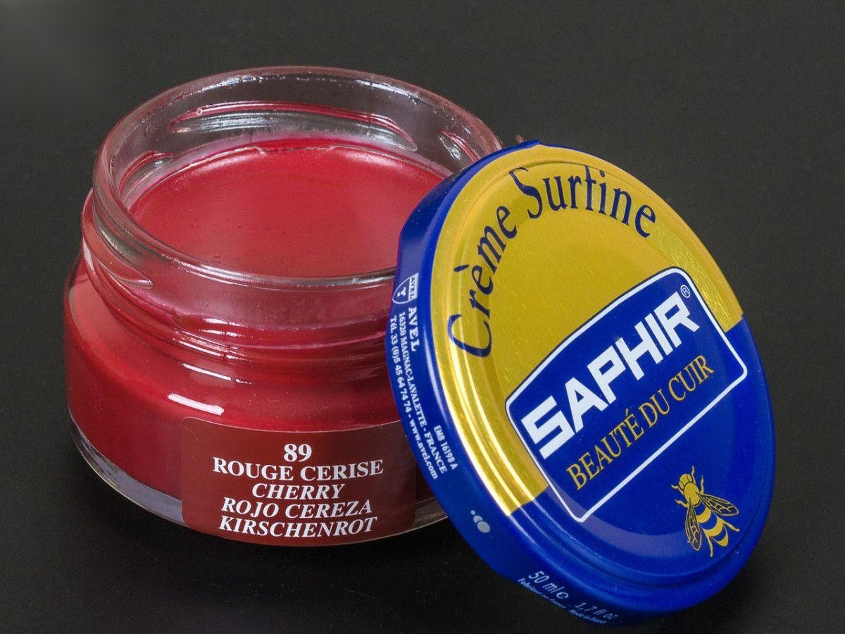 Зволожуючий крем для взуття Saphir Creme Surfine, кол. вишневий (89), 50 мл