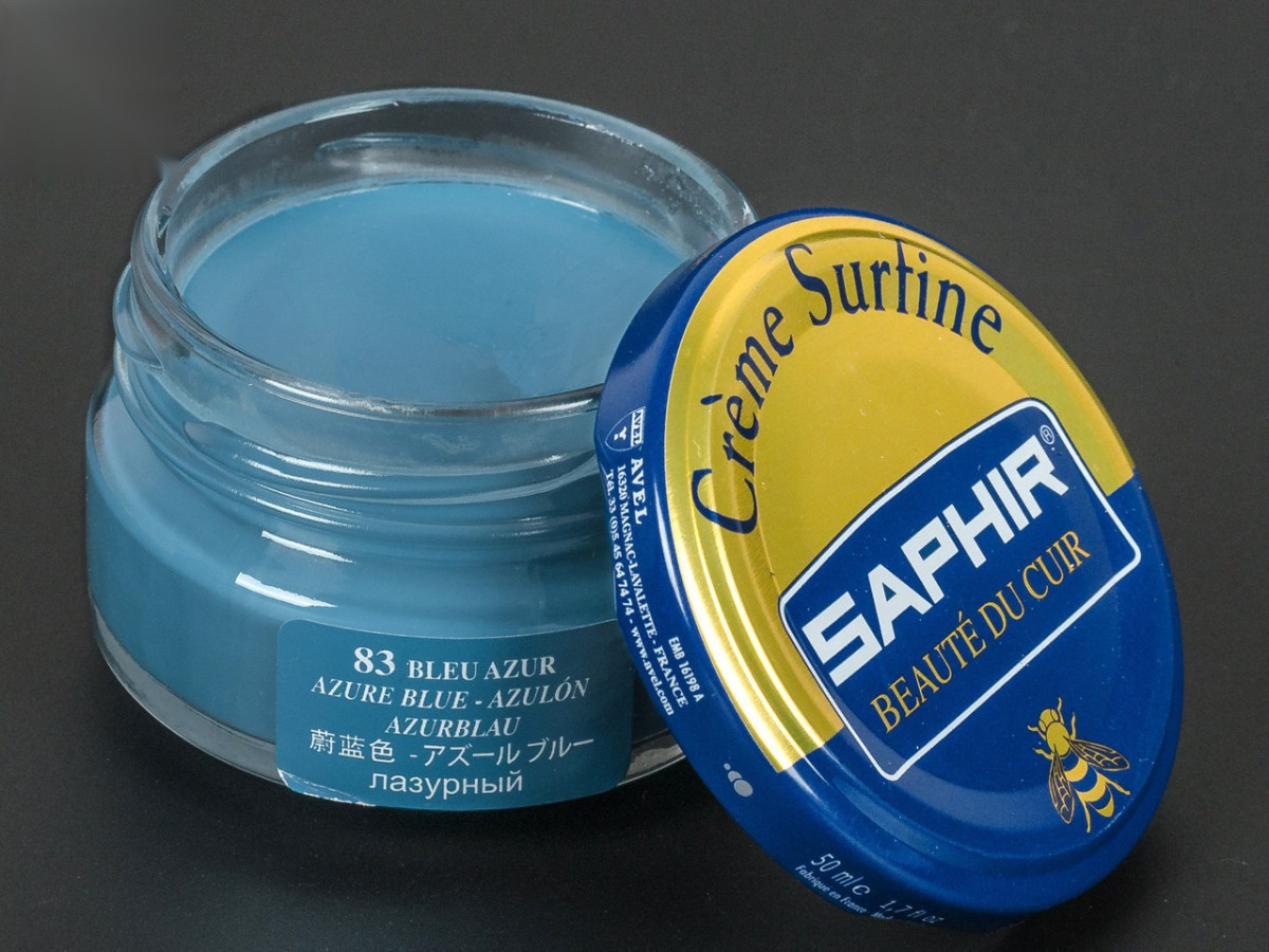 Зволожуючий крем для взуття Saphir Creme Surfine, кол. лазурний (83), 50 мл