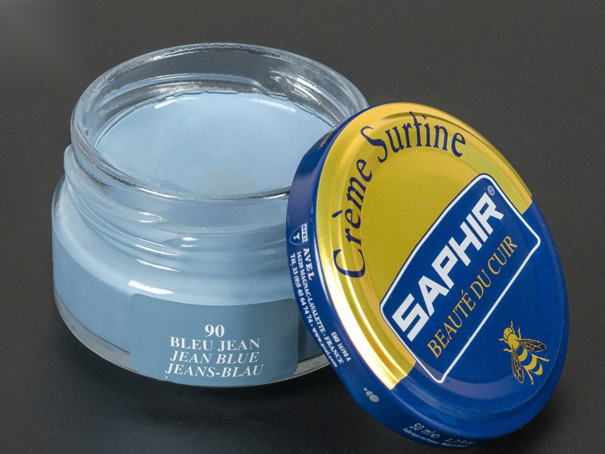 Зволожуючий крем для взуття Saphir Creme Surfine, кол. блакитна джинса (90), 50 мл