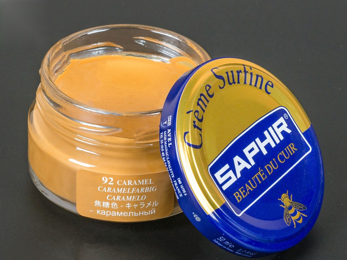 Зволожуючий крем для взуття Saphir Creme Surfine, кол. карамель (92), 50 мл