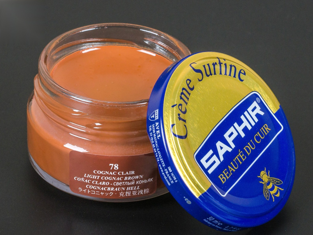 Зволожуючий крем для Взуття Saphir Creme Surfine, цв. світлий коньяк (78), 50 мл