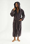 Чоловічий велюровий махровий халат із капюшоном Nusa, фото 3