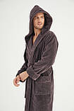 Чоловічий велюровий махровий халат із капюшоном Nusa, фото 7