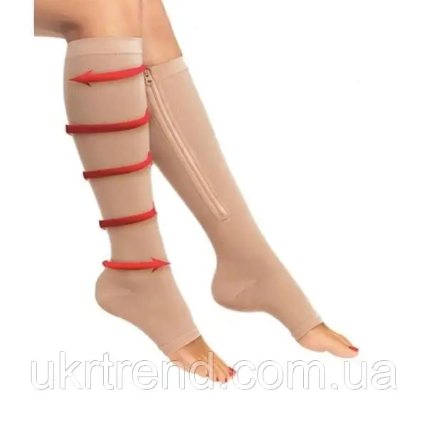 Компресійні гольфи для фіксації щиколоток Zip Sox, бежевий l/xl