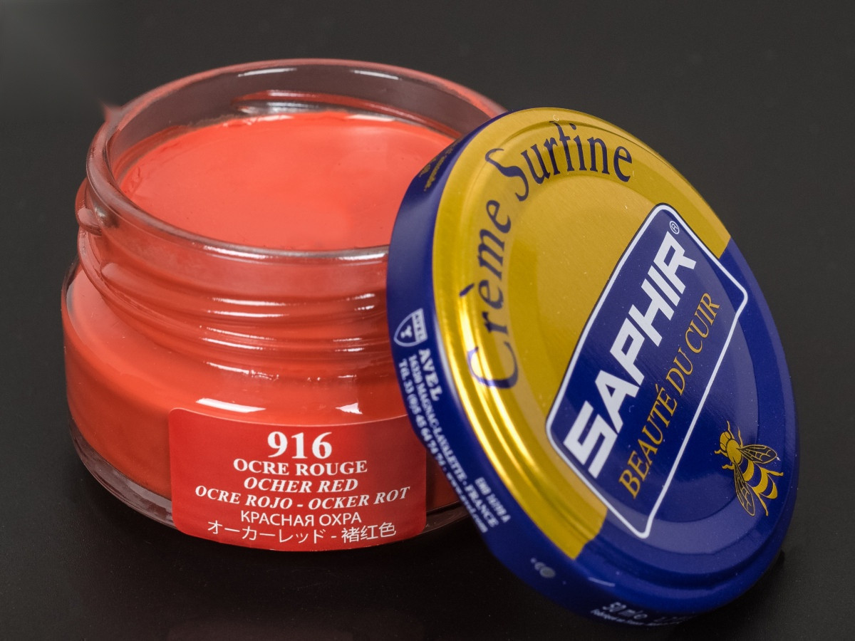 Зволожуючий крем для взуття Saphir Creme Surfine, кол. червона охра (916), 50 мл