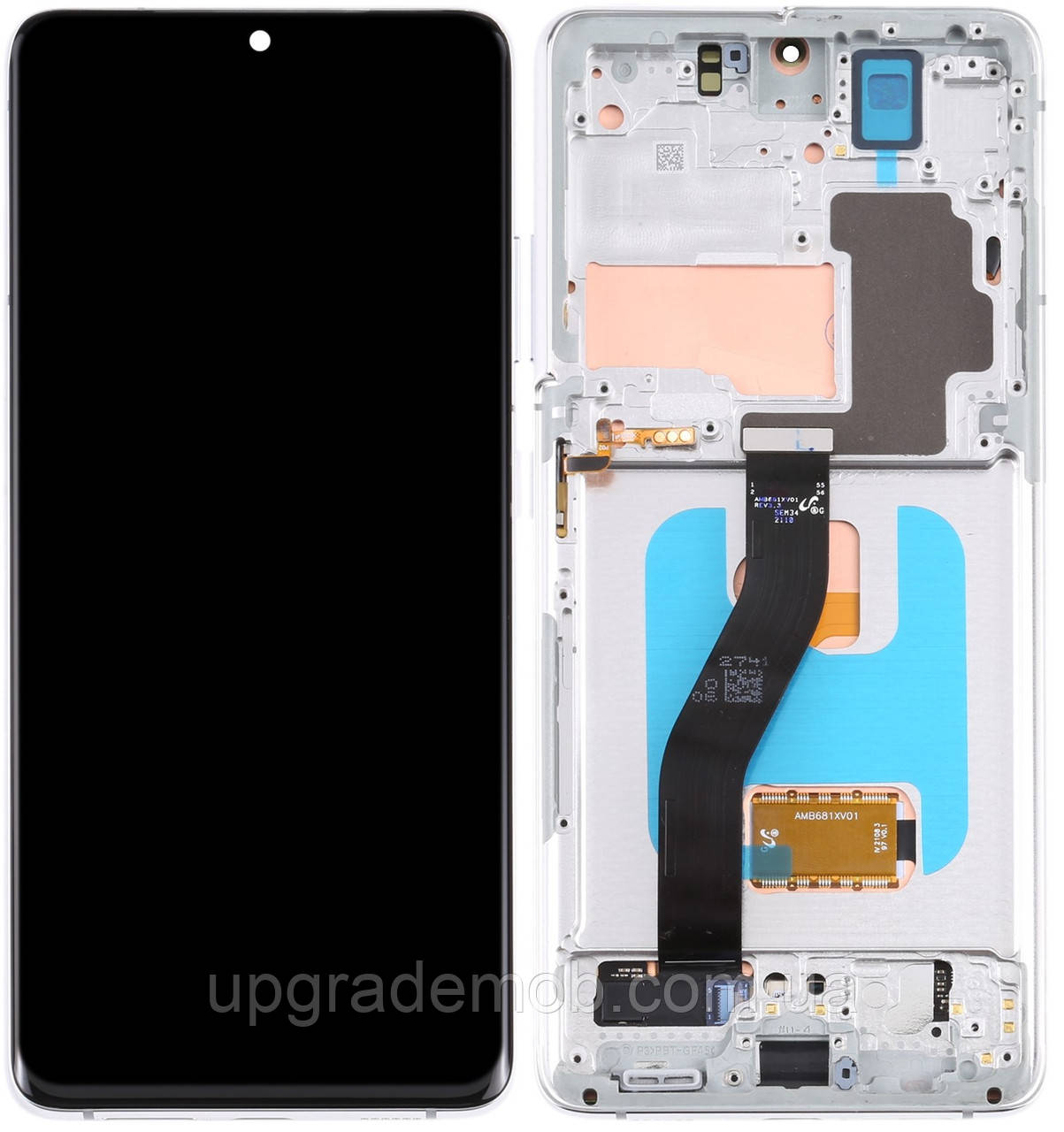 Дисплей модуль тачскрин Samsung G998 Galaxy S21 Ultra чорний Amoled оригінал переклеєне скло з рамкою