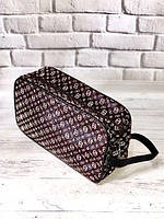 Косметичка-сумка для косметики з ручкою (шкірозамінник, коричнева)