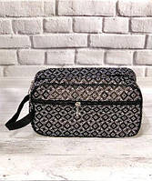 Косметичка-сумка для косметики з ручкою (шкірозамінник, сіра)