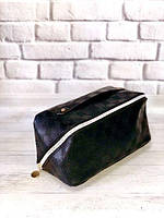 Косметичка-сумка для косметики з ручкою (шкірозамінник, чорна)