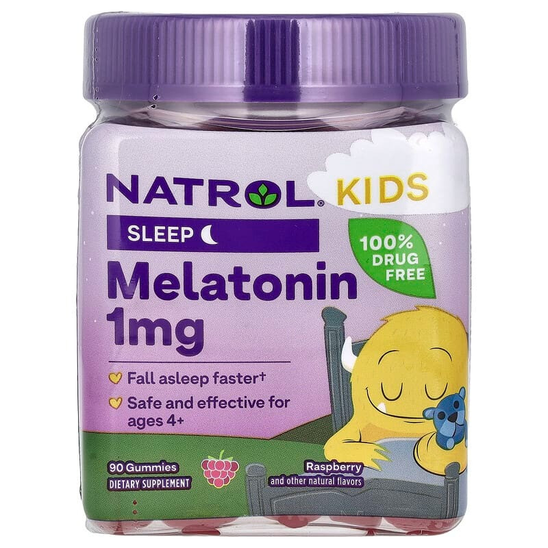 Мелатонін для дітей від 4 років Natrol "Kids Melatonin" з ягідним смаком,1 мг (90 жувальних цукерок), фото 1