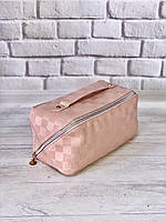 Косметичка-сумка для косметики з ручкою (шкірозамінник, бежева)