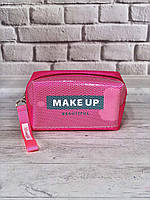 Косметичка-сумка для косметики з ручкою (Make Up,яскраво-рожева)