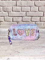 Косметичка-сумка для косметики з ручкою (хутряна, LOVE)