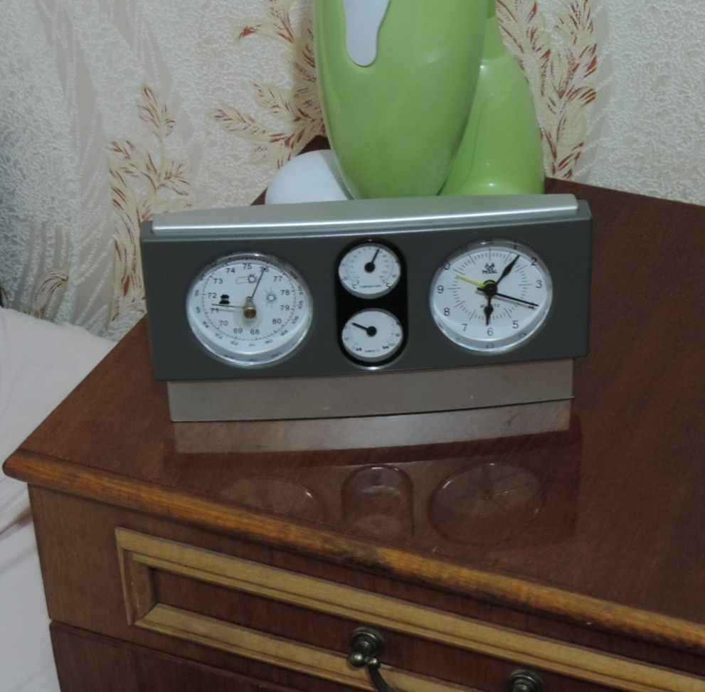 Метеостанция настольная: часы, барометр, гигрометр, термометр. Часы с будильником. - фото 6 - id-p418790682