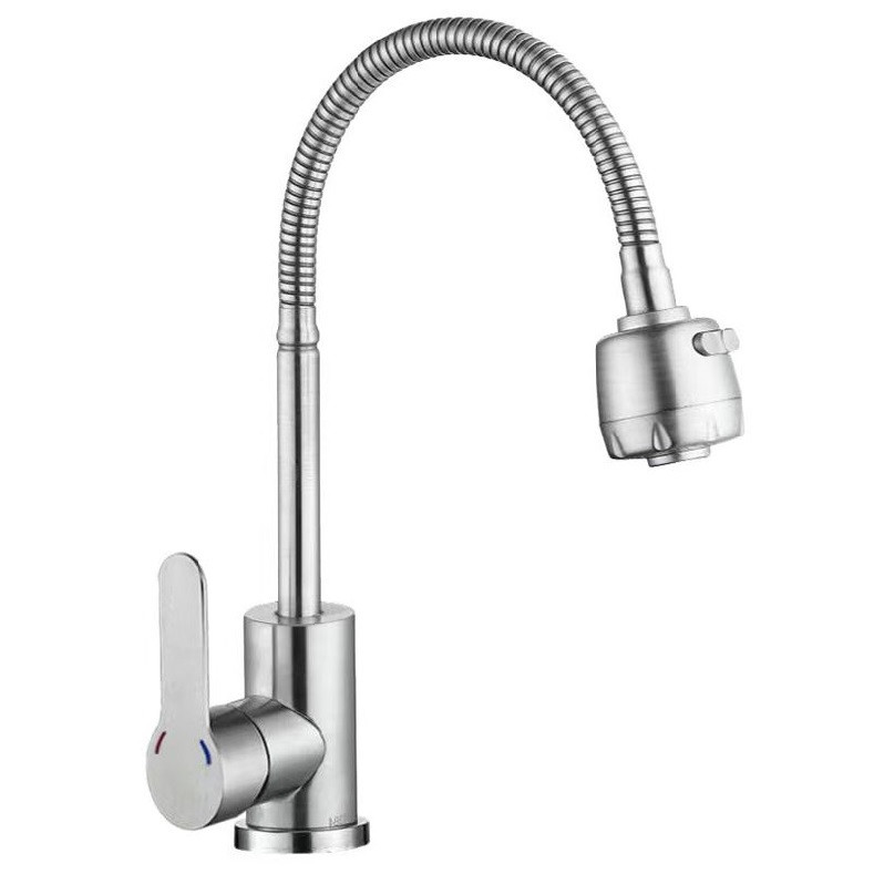 Змішувач для кухні з нержавіючої сталі DAX-011 Reflector з гнучким гусаком