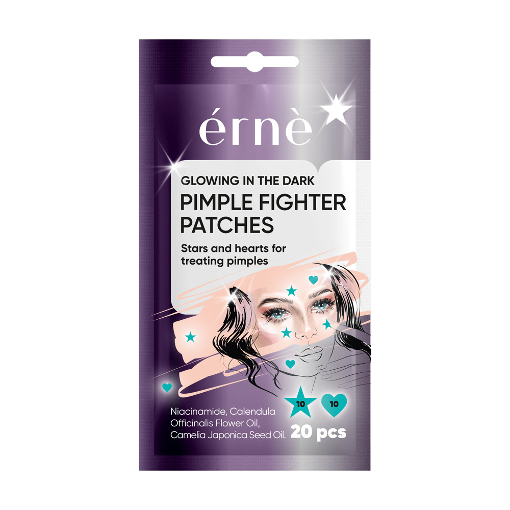 Сяючі точкові патчі проти прищів Erne, 20 шт. (серця та зірочки), фото 1