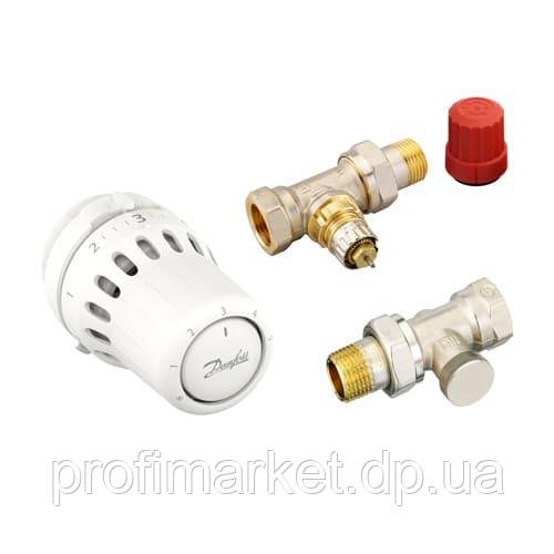 Комплект з термоголовкою ReactTM для під'єднання радіатора 1/2" прямий 015G5348 Danfoss