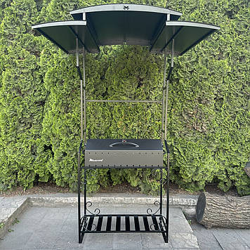 Мангал-барбекю з дахом на 12 шампурів 4 мм