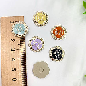 Кабошон «Квітка» / Окантовка Золото / Ø1,8 см / Упаковка - 5 шт / Мікс