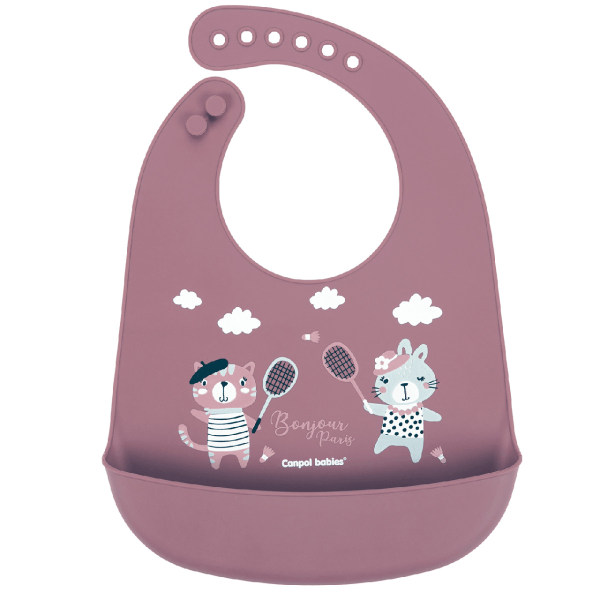 Слинявчик силіконовий з кишенькою Bonjour Paris - червоний Canpol babies 74/027_red