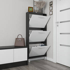Тумба для взуття з 3 відділами 59 см, Комоди для взуття в передпокій, Полиця для взуття збоку в коридор