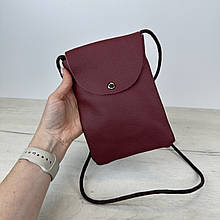 Шкіряна сумка чохол для телефону С72-КТ-4298 Бордова