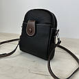 Сумка шкіряна вертикальна міні срібна фурнітура С21-КТ-4303 Чорна, фото 4