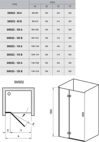 Душові двері SMSD 2- 90 B- L Хром TRANSPARENT, фото 1