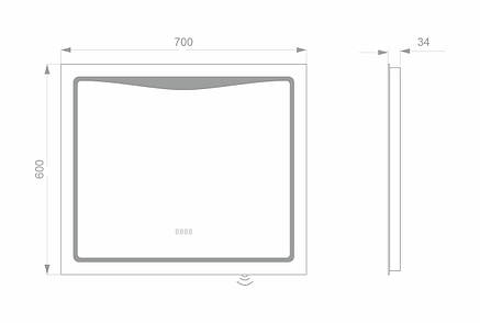 Світлодіодне LED дзеркало LINE 700х600, фото 3