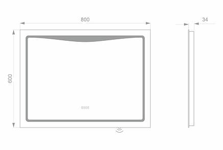 Світлодіодне LED дзеркало LINE 800х600, фото 3