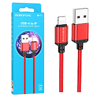 Кабель USB-Lightning Borofone BX87 Sharp (2,4А/1м) червоний