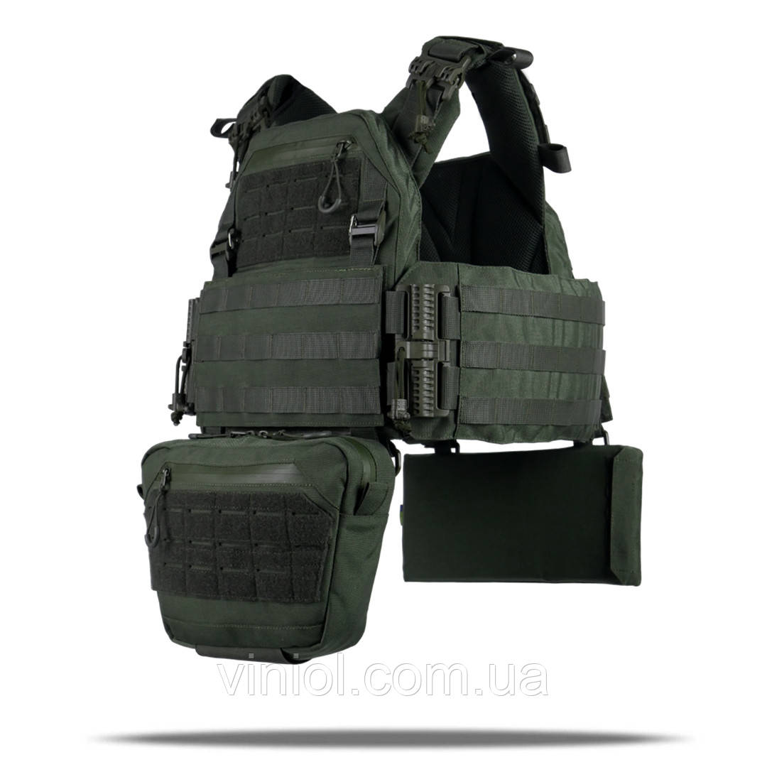 Плитоноска Kiborg GU gen.2 + 2 підсумки з балістичним захистом 1 класу хакі, фото 1