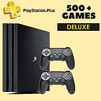 Sony Playstation 4 Pro 1 TB + Підписка PS Plus Deluxe 12 місяців (500 + ігор), Два геймпади