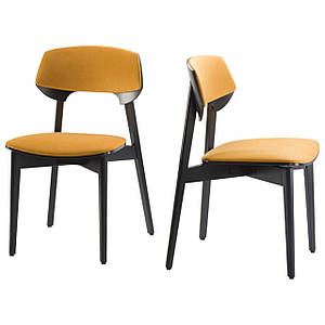 Стілець кухонний дерев'яний Корса зі спинкою стільці на кухню для кафе у вітальню стільчик із дерева з м`яким сидінням помаранчевий