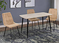 Стіл Танго XS-1329 стільниця МДФ з текстурою дуба, на чорних металевих ногах, розмір 120х70х76 см, фото 3