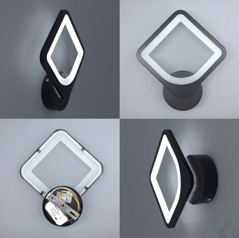 LED бра TETRA 22W Esllse чорний світлодіодний настінний світильник S-200х44-BLACK/WHITE-220-IP20, фото 1