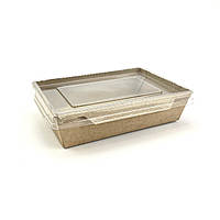 Контейнер паперовий крафт прямокутний з кришкою 500 мл 135*85*40мм (50/450)