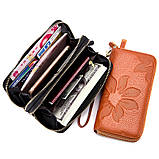 Гаманець жіночий із натуральної шкіри. Портмоне жіноче. Шкіряний жіночий гаманець клатч на 2 відділення Чорний, фото 9