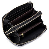 Гаманець жіночий із натуральної шкіри. Портмоне жіноче. Шкіряний жіночий гаманець клатч на 2 відділення Чорний, фото 7