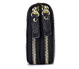 Гаманець жіночий із натуральної шкіри. Портмоне жіноче. Шкіряний жіночий гаманець клатч на 2 відділення Чорний, фото 8